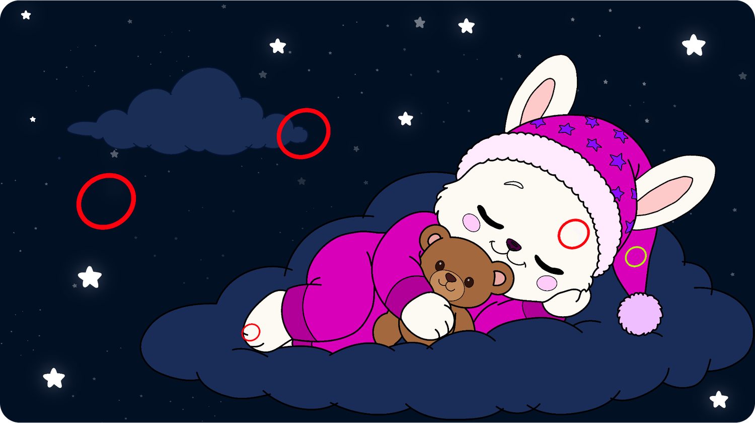 Sleeping on a Cloud puzzle solution — spot the difference circled