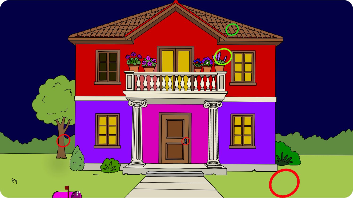The Little House puzzle solution — spot the difference circled