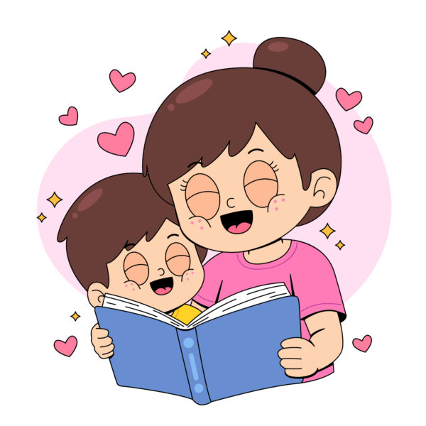 Um pai e um filho a ler juntos